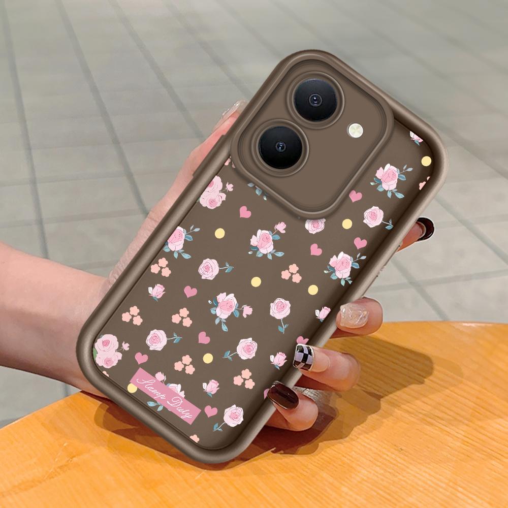 Soft Silicone Square Ladder Printing Pattern Phone Casing Full Cover Camera Shockproof Protection Rubber Case for Vivo