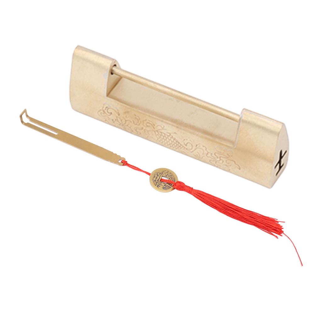 Antique Style Lock Spacing 5.9cm Auspicious Fish Lock Chinese Locks Small Brass Locks Antique