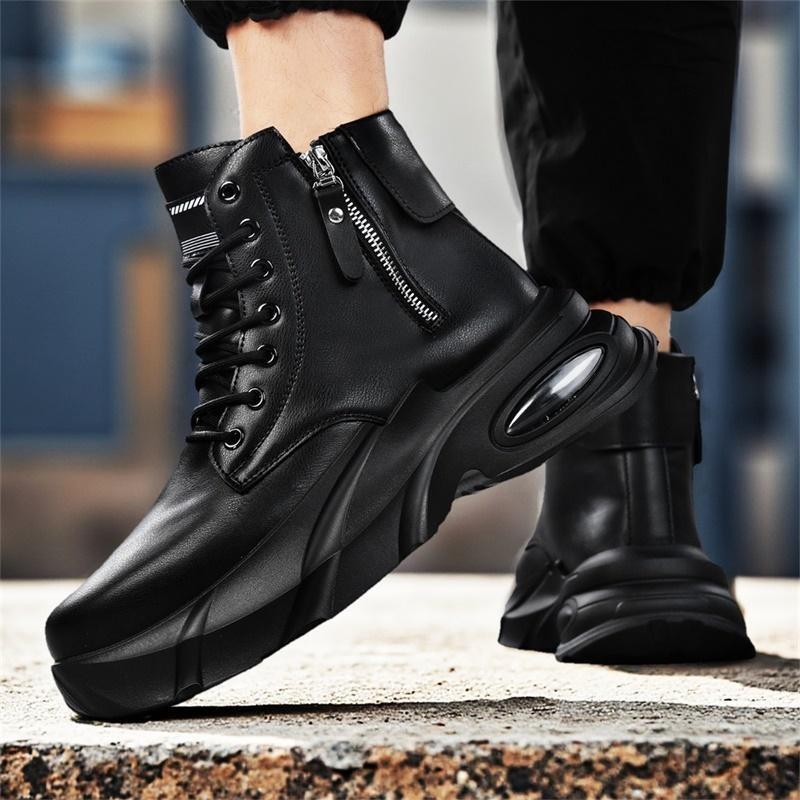 ins handsome leather boots British wind locomotive Martin boots thick-soled black short boots leather shoes tide 39