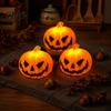 Seasonal Store Display Halloween Pumpkin Night Light, Decorative LED Ghost Lantern, Lighted Face Figurine Funny Gift for Home Party Desktop
