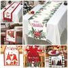 Merry Christmas Table Runner Snowman Pattern Table Cloth Reusable Xmas Table Decor