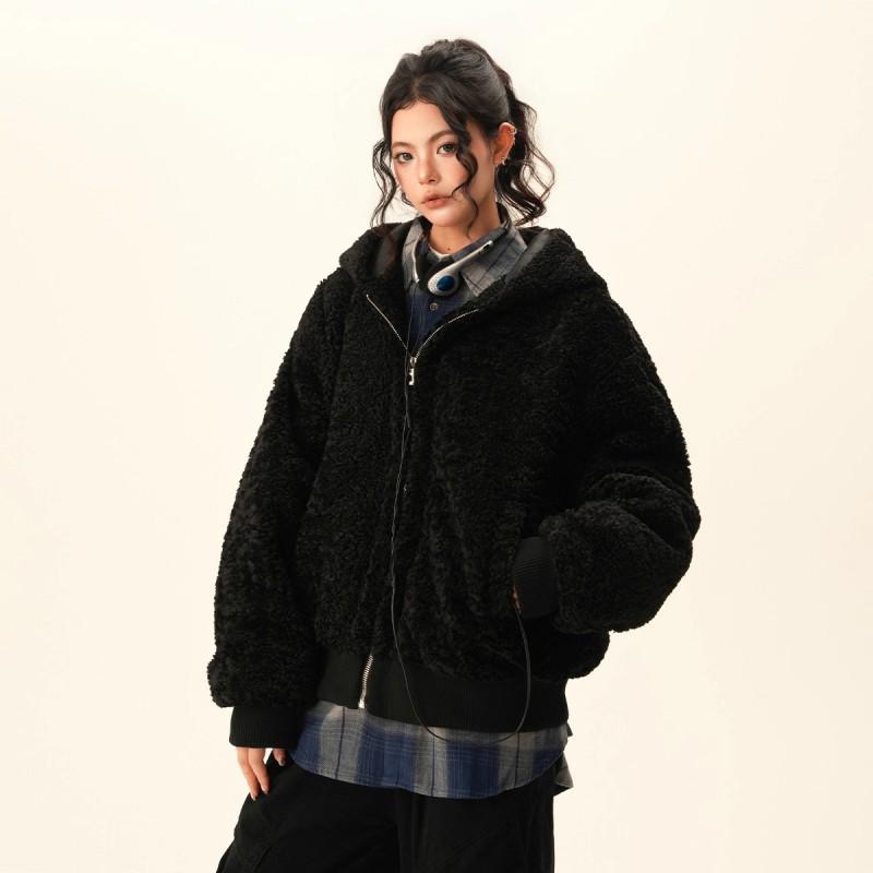Unisex Thick Winter Cotton Jacket With Detachable Fur Collar Short Loose Fit Hooded Coat Students Couples