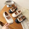 Spring Autumn Kids Leather Shoes Wedding Party Little Girls Embroidered Mary Jane Shoes Princess Children Dress Flat Shoes