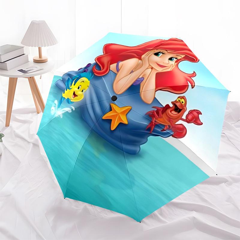 1pc Mermaid Ariel Automatic Folding Umbrella: Compact 8-rib Design Outdoor, Casual Accessory, Durable Canopy 8