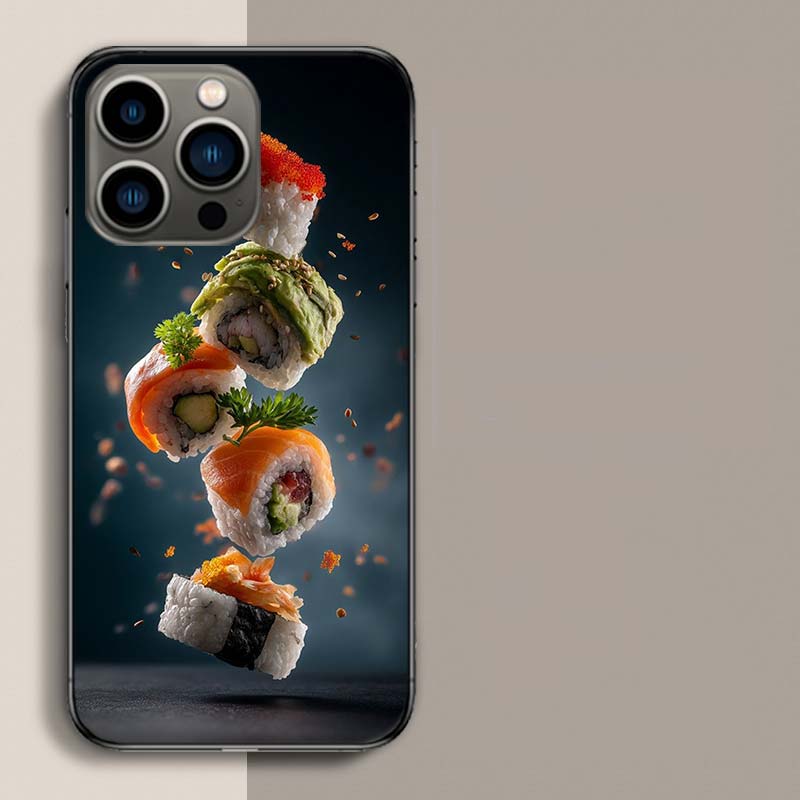 Sushi In the Air Phone Case For Iphone 17 Air 15 Pro 14 Plus 16 Pro Max 17E 16E 12 13 Mini 11 Cover Cute Fundas