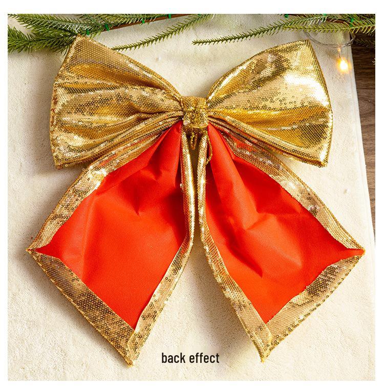 Large Pink and Gold Sequin Christmas Bow Ornament