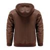 Men's Trendy Loose Fit Multi-Pocket Leather Jacket with Hood (European Plus Size)