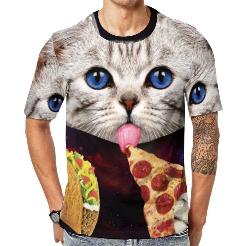 

Вкусная еда Принт пиццы Футболки Забавный подарок Уличные футболки Повседневные футболки Харадзюку с коротким рукавом Мужские футболки 6XL