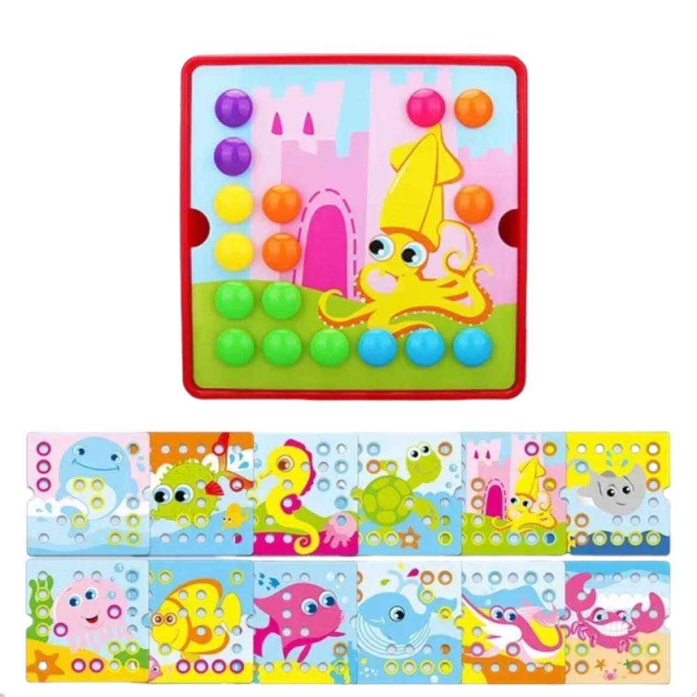 Cute Mushroom Nail Puzzle Toy 3D Color Matching Puzzles Lovely Early Education Toy  Children Gift