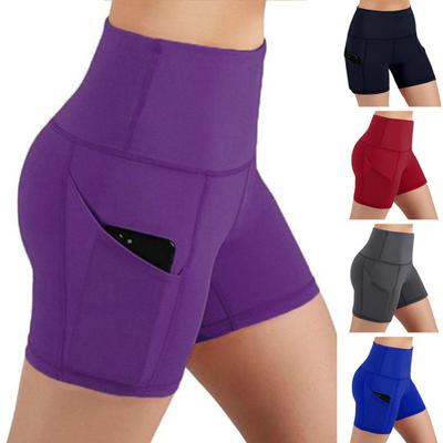 Pantaloncini da yoga alta elasticità tinta unita taglie forti tasche slim fit fitness pantaloncini sportivi estivi a vita alta antiurto abiti femminili
