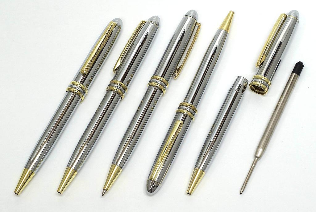 Barrel Brilliant Silver Retractable Ballpoint Pen In Premium Box 3-pack All-brass K7-PD07-3