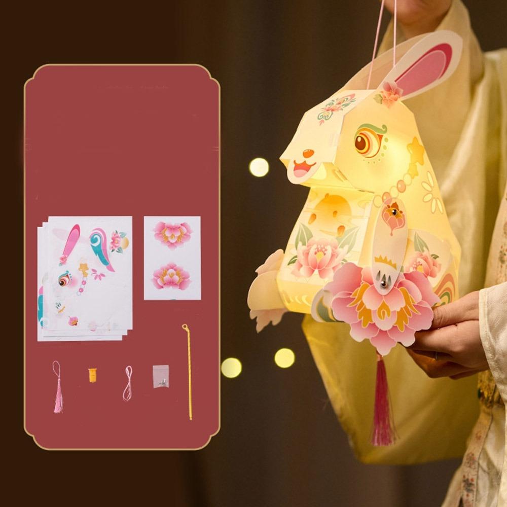 Paper Handheld Rabbit Lantern Handmade Mid-Autumn Festival Lantern  School Project
