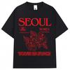 2026 Korean Style Seoul Hibiscus Print Tshirts Men Women Harajuku Fashion Aesthetic T Shirt Cotton Casual Tees Streetwear