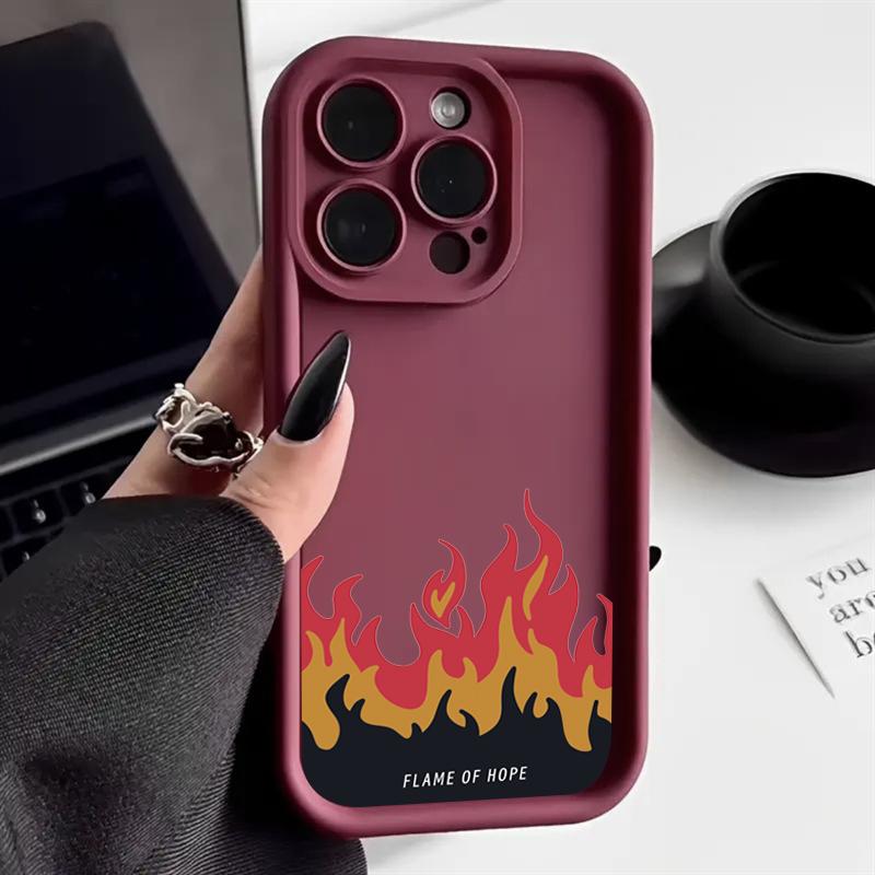 Case For iPhone 17 16 15 Cases iPhone 14 Pro Max Case Red Flame Silicone Phone Case For iPhone 16E 17 Air 16 Plus 13 12 11 Cover