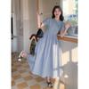Blue New Chinese Dress, Summer Women's New Cheongsam Improved, Light and Mature, Foreign Style and Thin Long A-shaped Skirt