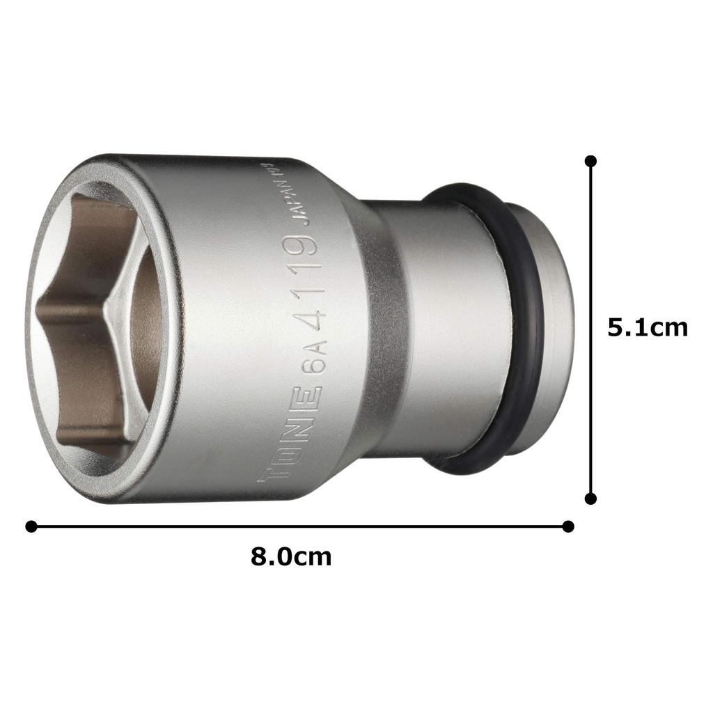 TONE Wheel Nut Combination Socket 41 x 19mm Hex Size 6A-4119, 19.0mm (3/4") Drive,