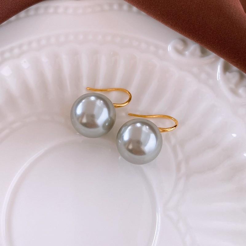 Silver Needle Diamond Pearl C-Shaped Earrings French Retro Premium Temperament Earrings Personality Light Luxury Earrings Women