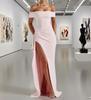 European and American Summer Solid Color Temperament Dress Tube Top One-word Collar Halter Split Fork Long Dress