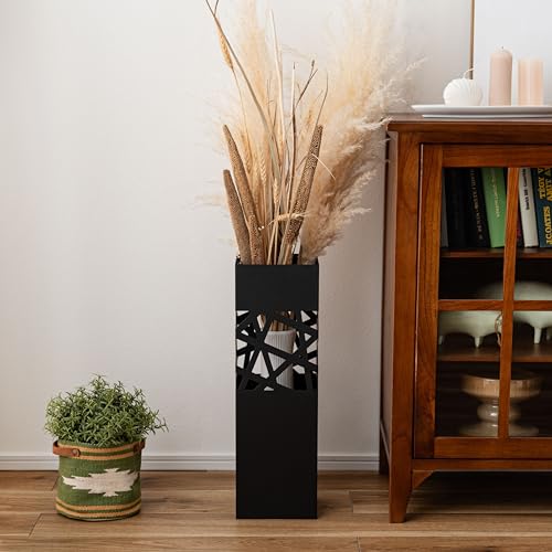 Azumaya-kk Umbrella Stand, Black, Steel, Removable Water Tray, Approx. W15.5 X D15.5 X H49cm, Slim, Square, for Entryways, LFS-186BK