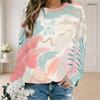 Women Plus Size Round Neck Long Sleeve Ribbed Cuffs Geometric Printed Sweatshirt