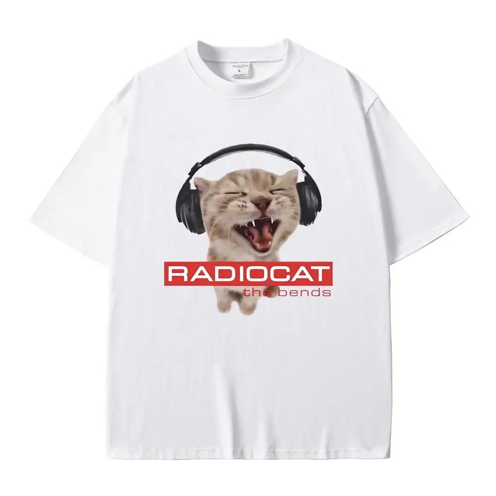 British Rock Band Radiohead Funny Radiocat The Bends Print T-shirt Unisex Women Vintage Gothic Oversized Tshirt Unisex Meme T Shirt