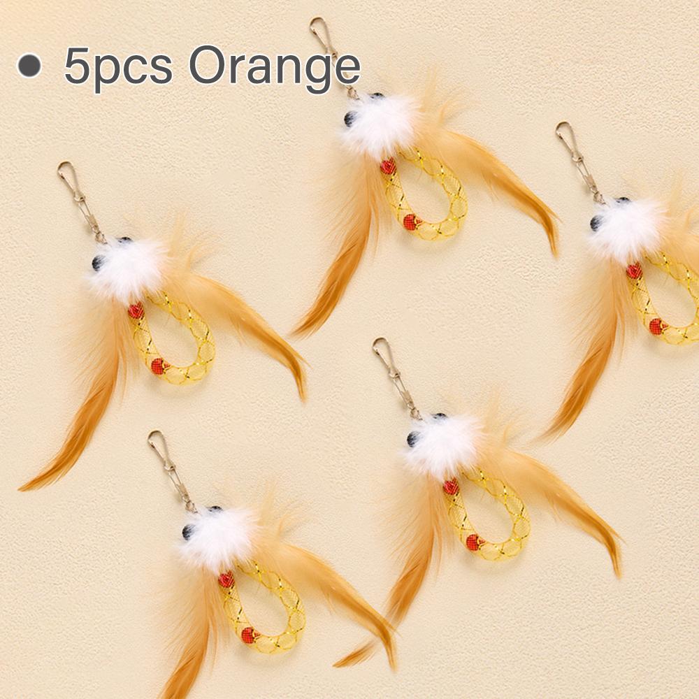 Fluffy Plush Feather Cat Toy Replacement Head Kitten Cat Teaser Pet Toy