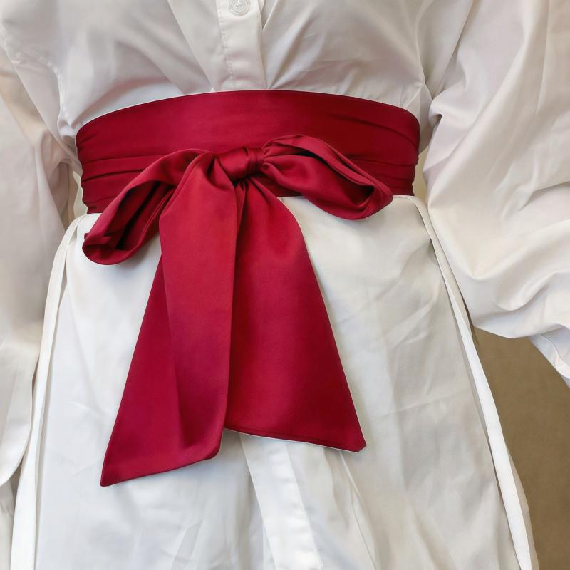 Elegant Adjustable Waist Belt with Glossy Straps – Multi-Use Fashion Accessory Long Wide Silk Scarf