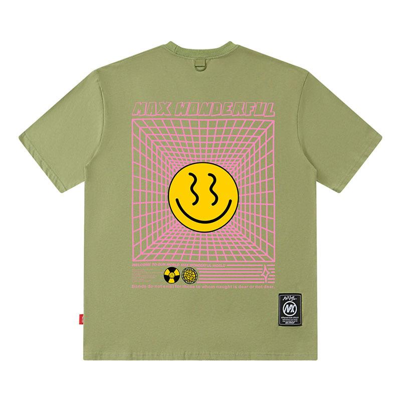 European And American Smiley Face Printing Street Tide Brand Casual Loose Cotton Short-Sleeved T-Shirt Men'S And Women'S High Street