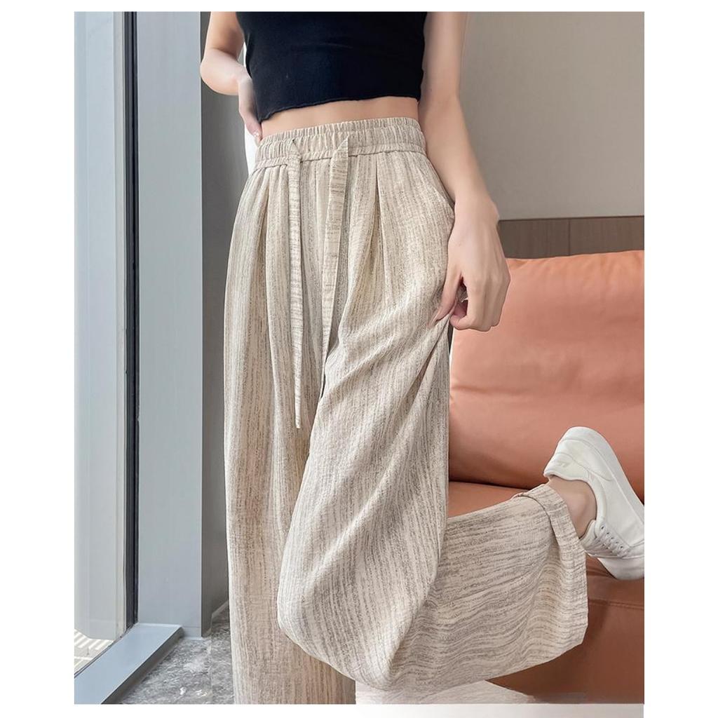 Women's Tie Dye High Waisted Wide Leg Pants - Adjustable Drawstring Design, Breathable Medium Stretch Fabric, Long with Pockets - Loose Fit