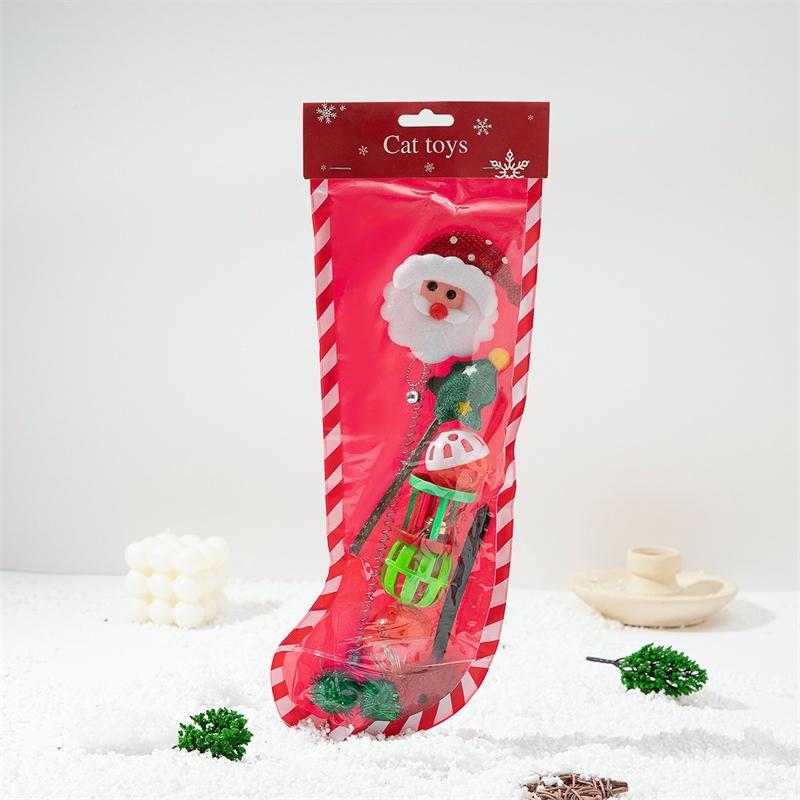 Christmas Pet Toy Set Cat Teaser Wand Plush Interactive Self Entertaining Gift Box For Cats And Their Owners Holiday Party Decor