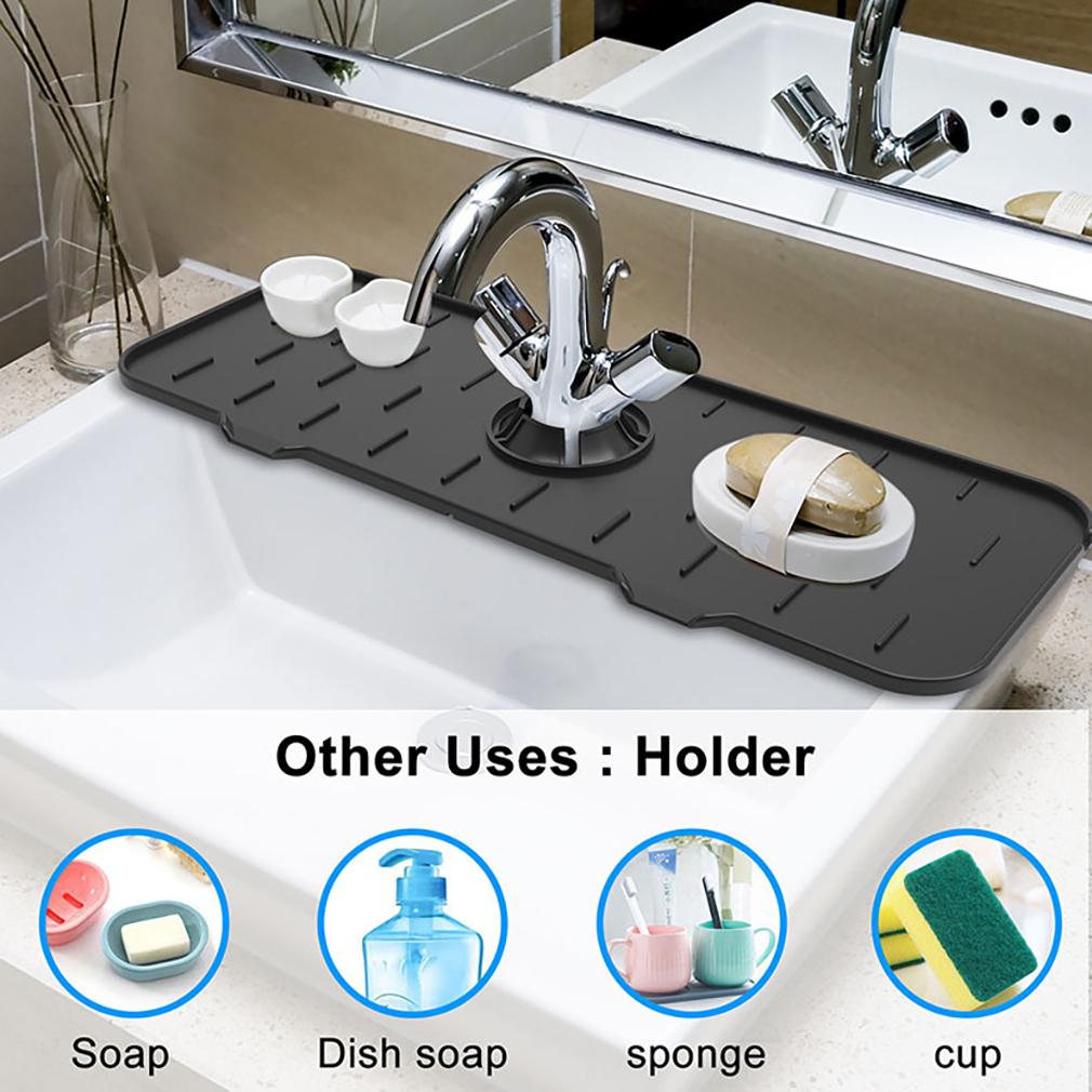 Kitchen Faucet Absorbent Mat Sink Splash Guard Silicone Faucet Splash Catcher Countertop Protector For Bathroom Kitchen Gadgets