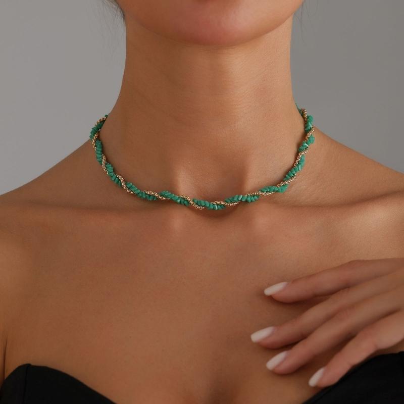 Stylish Layering Necklace Feature Sparkling Glass Crystals Adjustable Twist Chain For Casual or Formal Event