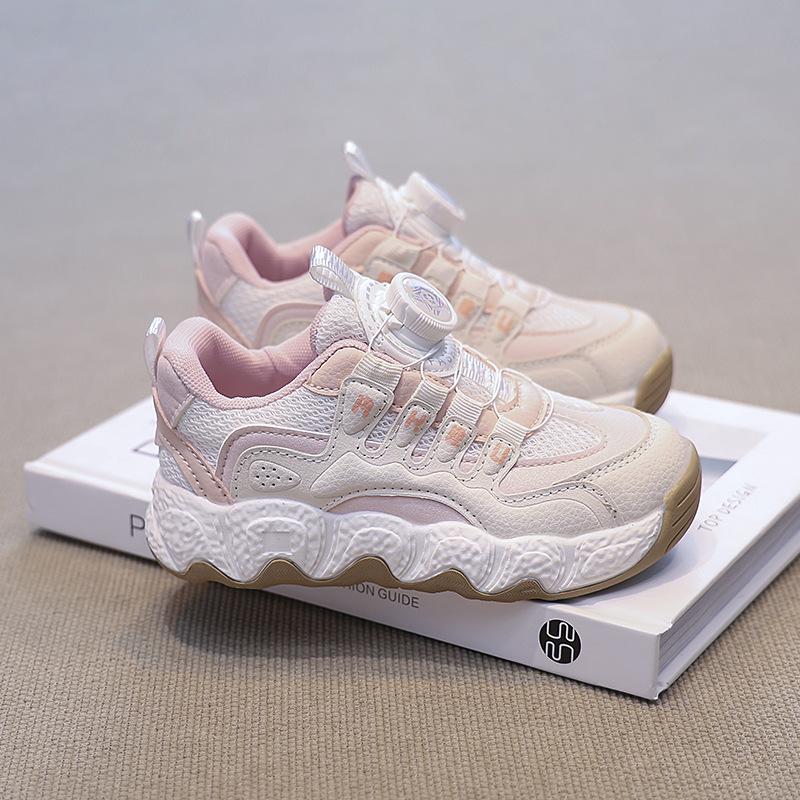 

Girls sports shoes 2025 spring and autumn new children s rotating buckle girls dad shoes breathable medium and older children s casual shoes 26