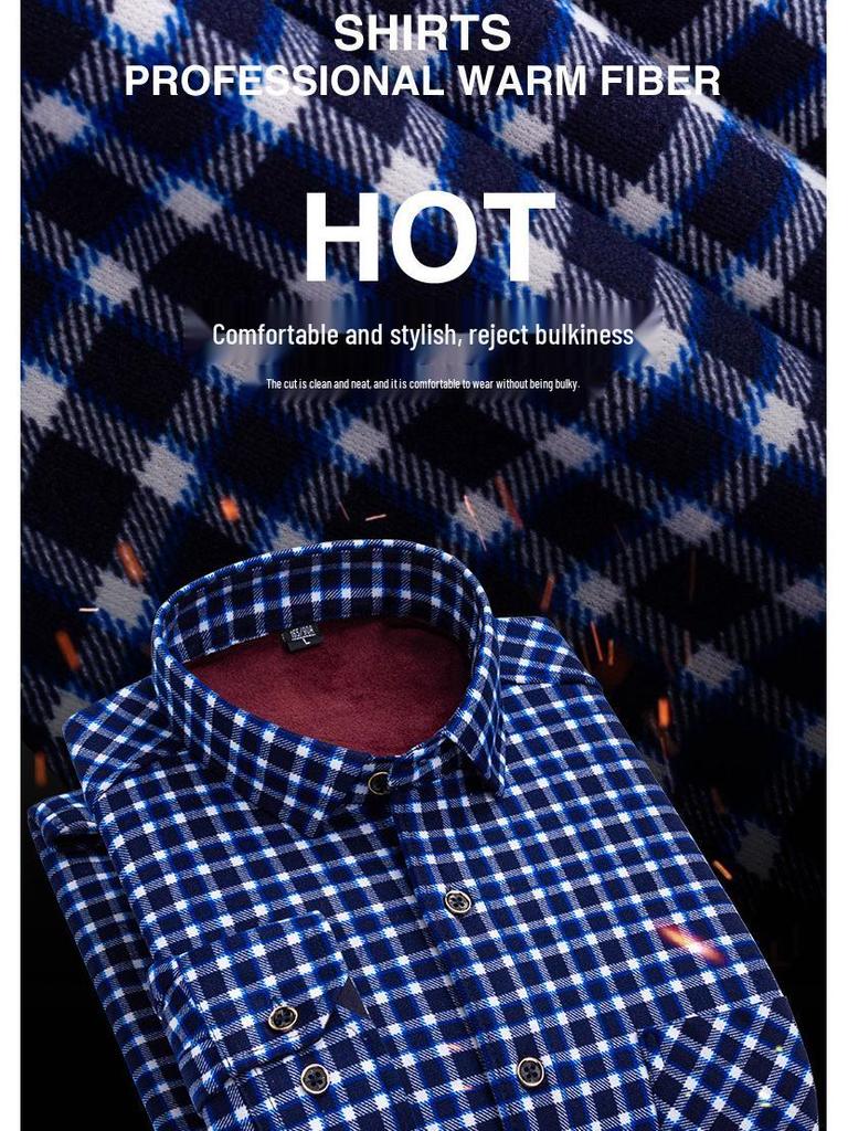 Cămașă groasă cu carouri și căptușeală din fleece pentru bărbați pentru Toamnă/Iarnă – Opțiuni multicolor disponibile