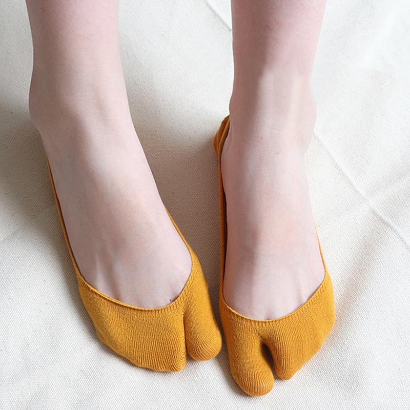 Summer Thin Non-slip Invisible Low Cut Boat Sock for Women Two Finger Socks Solid Breathable Cotton Tabi Socks Comfortable