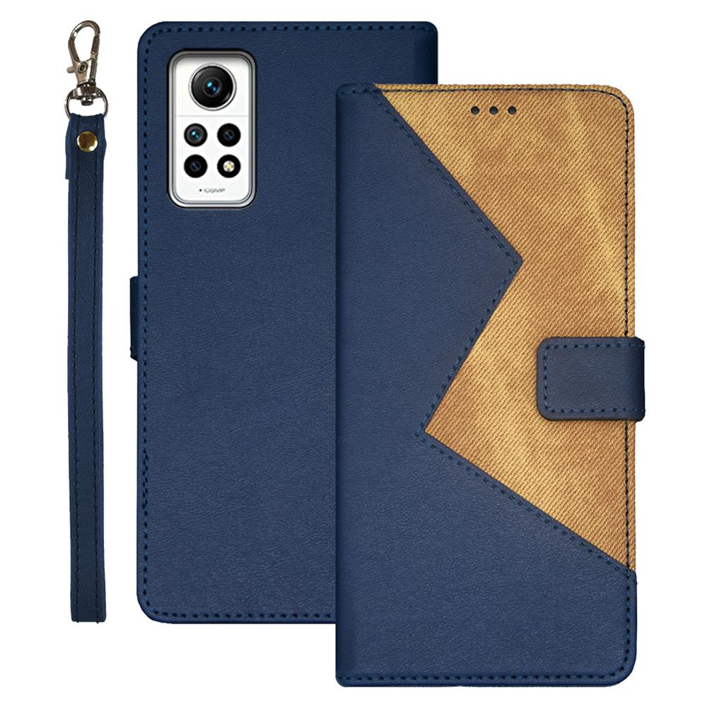 

IDEWEI For Xiaomi Redmi Note 12 Pro 4G/Note 11 Pro 4G (Mediatek)/5G (Qualcomm) Splicing PU Leather Cover Flip Stand Phone Case with Card Slots Blue