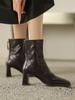 Fashion Vintage Handmade Ankle Boots Fashion 2024 Winter New Women's Boots High Heel Rear Zipper Banquet Elegant Shoes