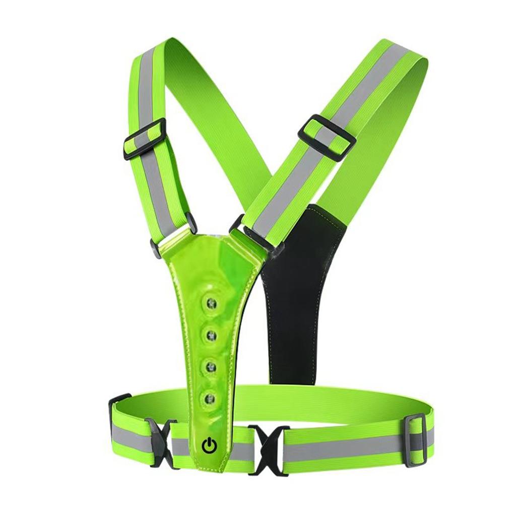 LED Reflective Running Vest, Adjustable Elastic Men/Women Vest, High Visibility