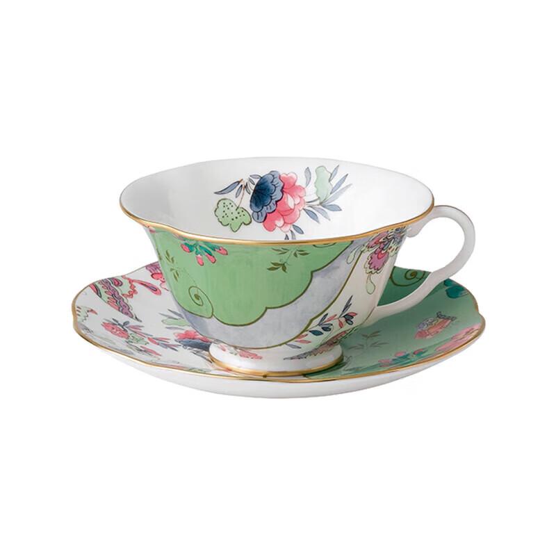 Wedgwood Floral Dance Butterflies Green Cup and Saucer Set