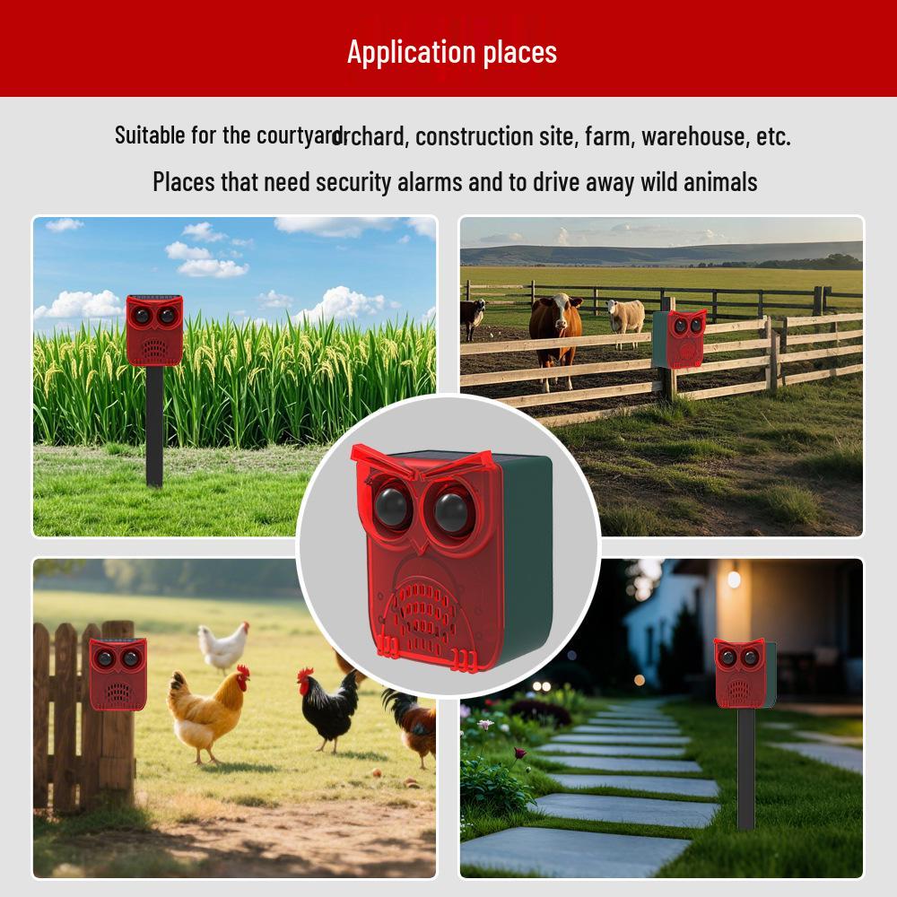 Solar Infrared Animal Repeller with Sound & Light Alarm for Farms and Orchards