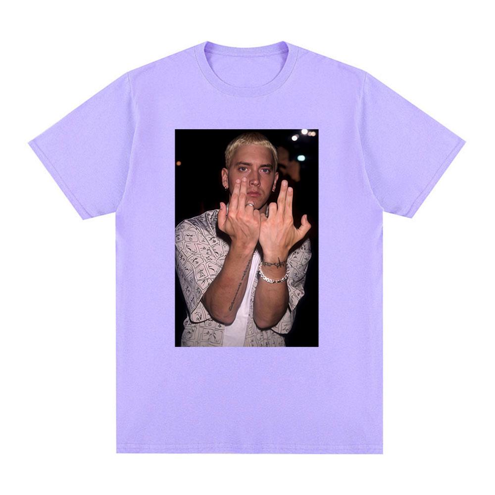 Rapper Eminem Gesture Graphic Tshirt Unisexs Women Hip Hop Fashion Short Sleeve Tshirts Summer Cotton Casual T Shirt Streetwear