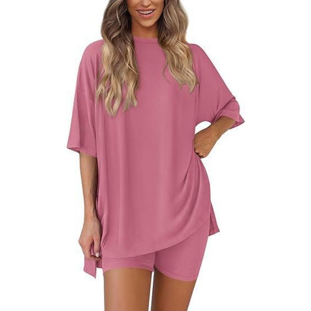 Das neue Sommer-Mode-Freizeit-Sportbekleidungsset ist einfarbig und locker geschnitten.