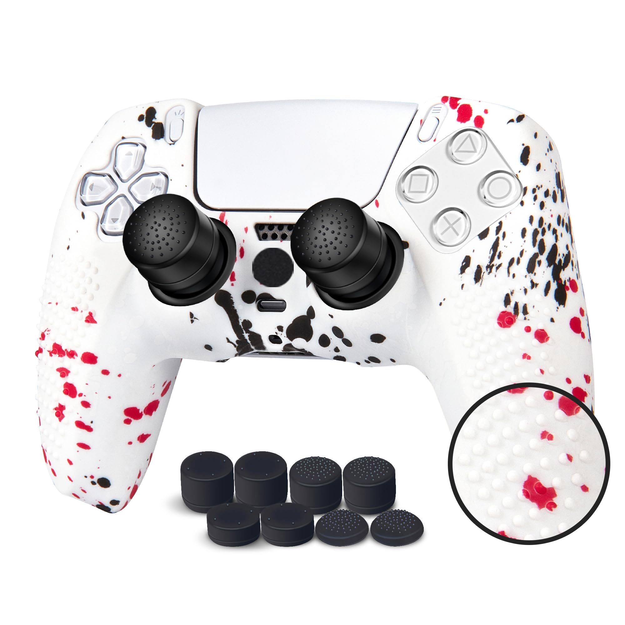 

Чохол для контролера JYXETOV PS5, безкоштовний, 8 силіконових кнопок, можна заряджати оригінальним шаблоном, придатним для друку, 1 шт./2 шт. (28 варіантів), шапка,