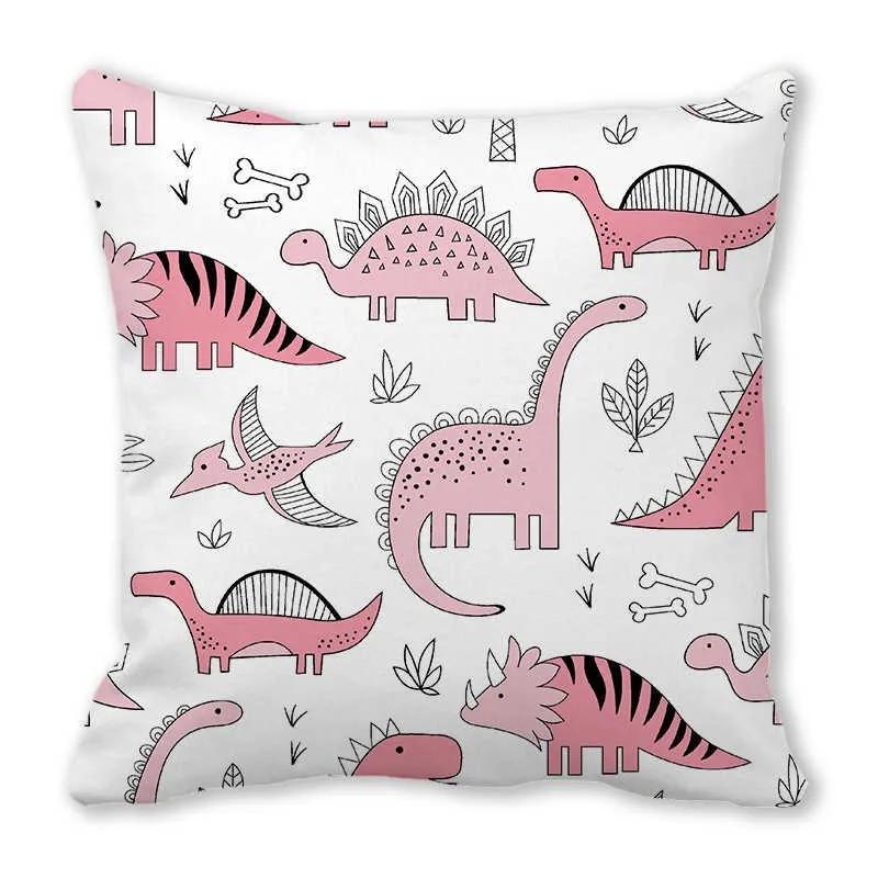 Office Sofa Car Cushion Cover Luxury Home Decoration Pillow Cover Cute Cartoon Little Dinosaur Animal Pattern