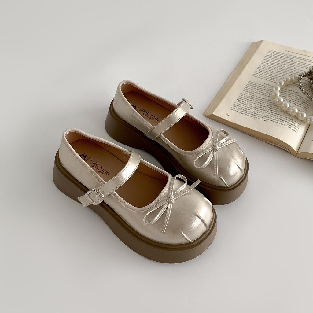 Queen Fan French round head shallow mouth platform single shoes women's summer 2025 new with skirt heightening Mary Jane shoes