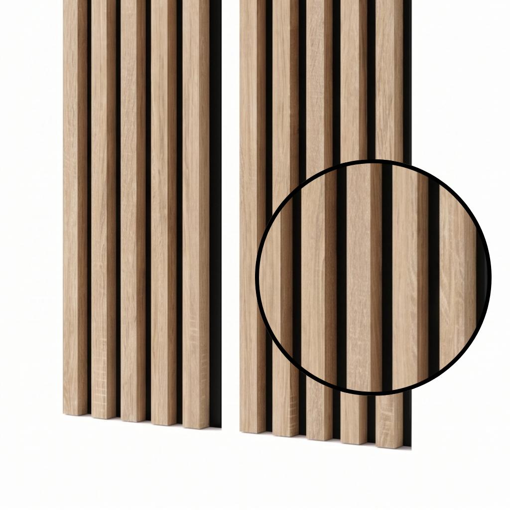 Acoustic Wall Panel Mebano PRO Sonoma Oak with Black HDF Backing 2x 26.5x240 Cm