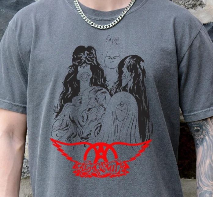 

Aerosmith T-Shirt Rock Band on Vintage Black Comfort Colors Tee S