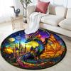 Fantasy Dragon Castle Round Area Rug,Carpet Rug for Living Room Bedroom Sofa Playroom Decor,Non-slip Floor Mat