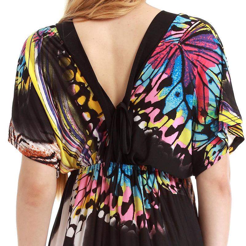 Damen Übergröße Bodenlanges Strandurlaubskleid (M-5XL)