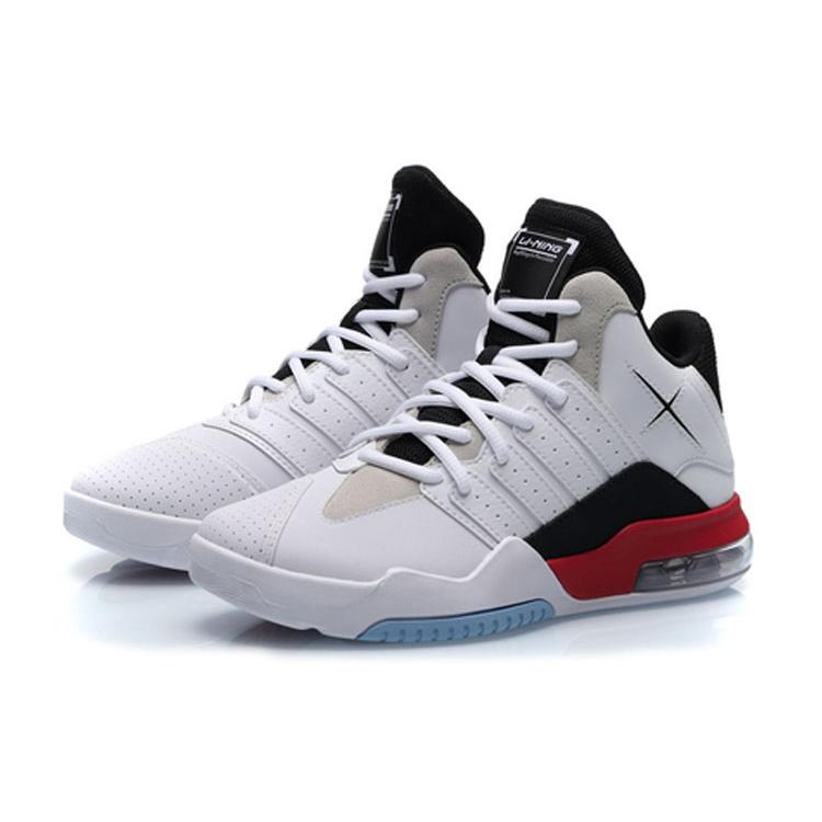 Li Ning Synthetic Leather Slip Resistant Abrasion Resistant Mid Top Vintage Basketball Shoes Women's Standard White AGBP082-1